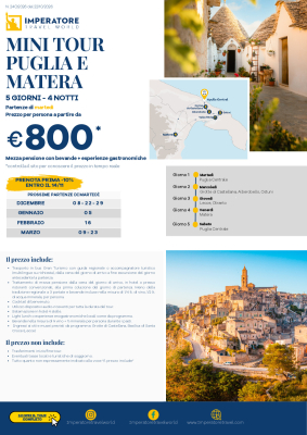 Tour Puglia e Matera Imperatore travel