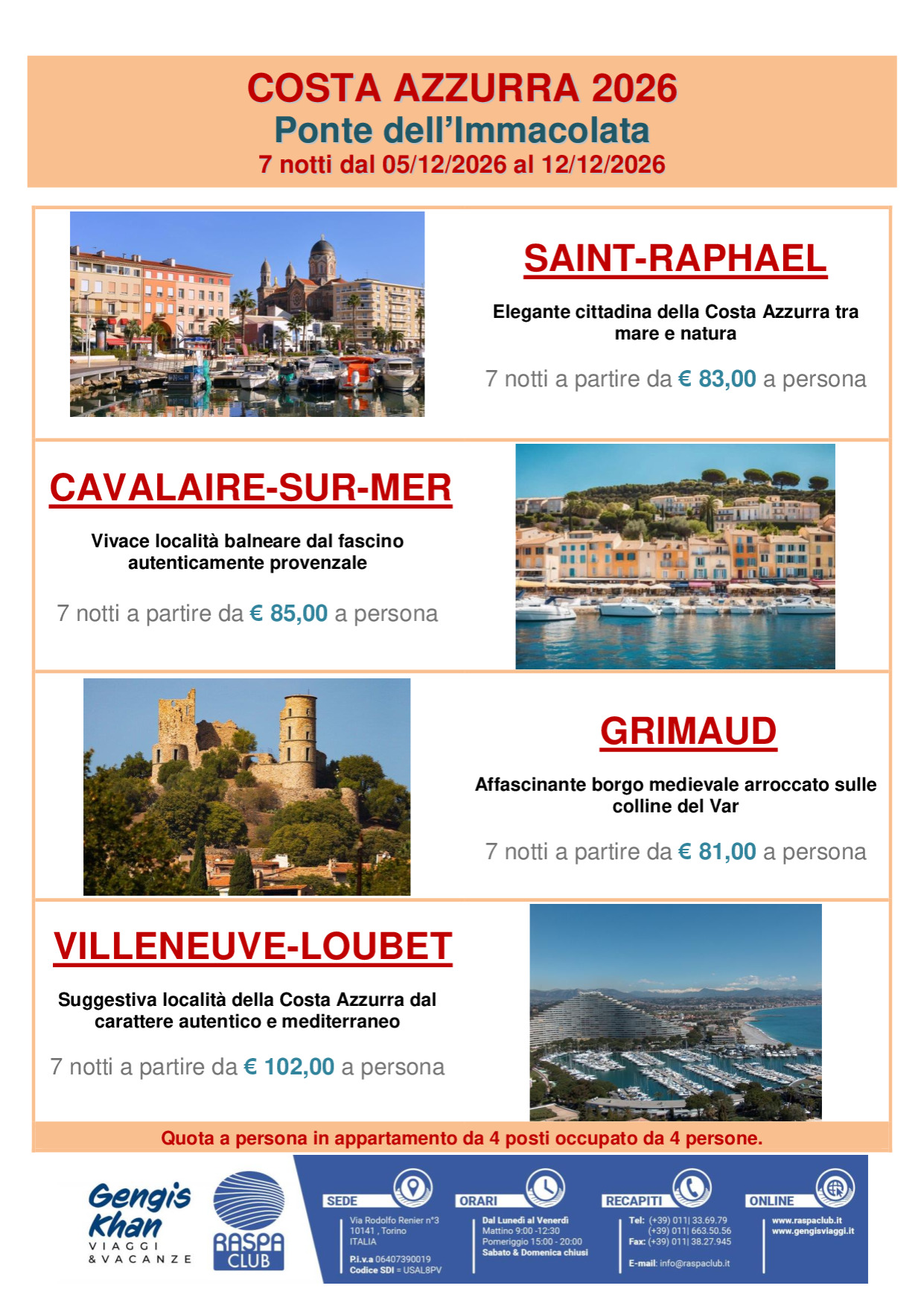 8 Dicembre in Costa Azzurra